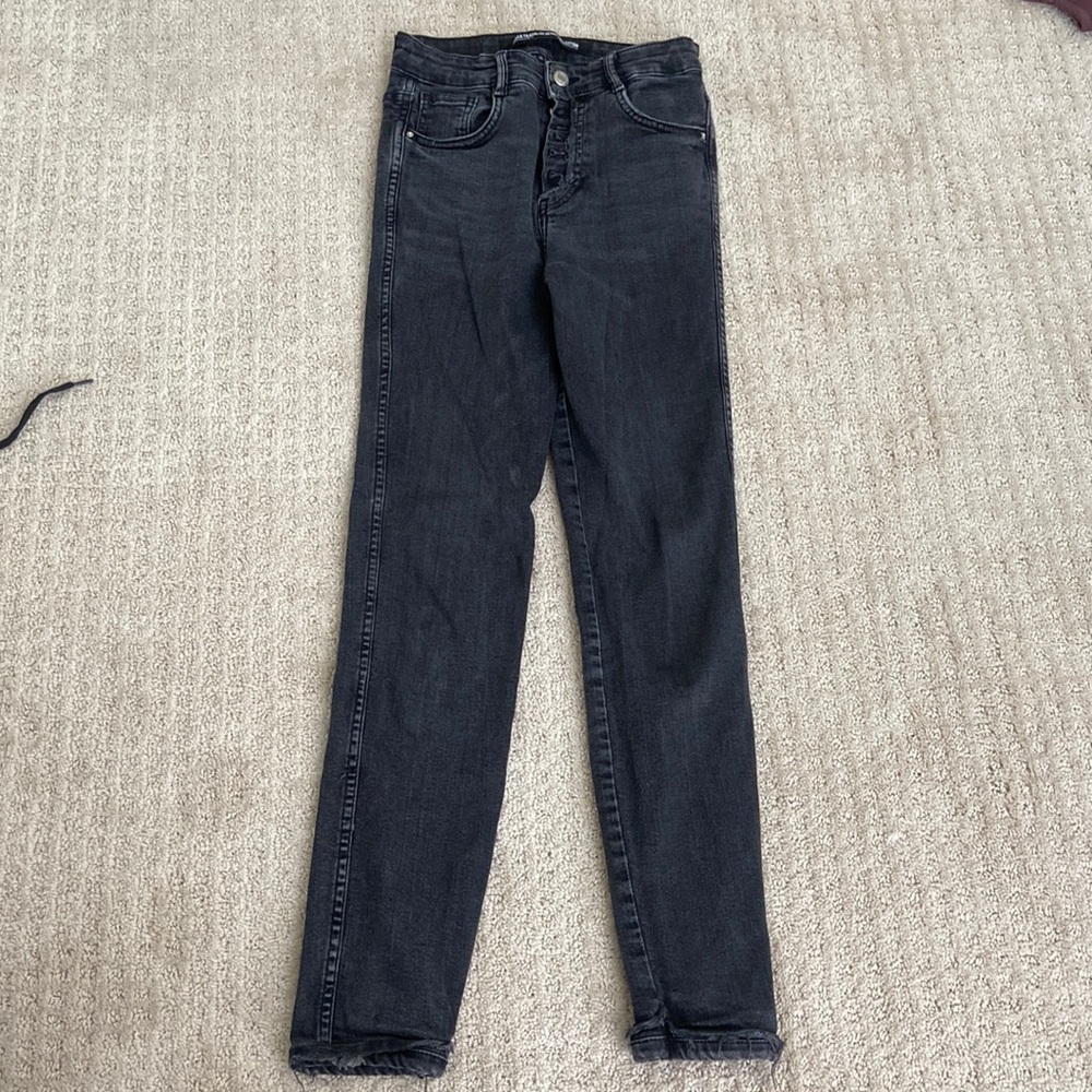 Zara black straight leg jeans size USA 4